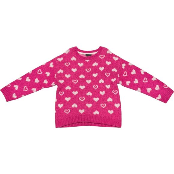 Vince Camuto Heart Soft Knit Sweater Pink White Girls Small 6/6X - Picture 1 of 4